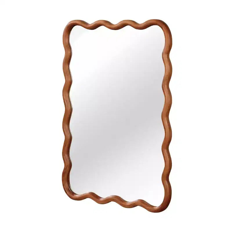 20 x 30 Wall Mirror with Solid Wood Frame, Wavy Rectangle Decorative Mirror for Bathroom, Bedroom, Living Room, Entryway