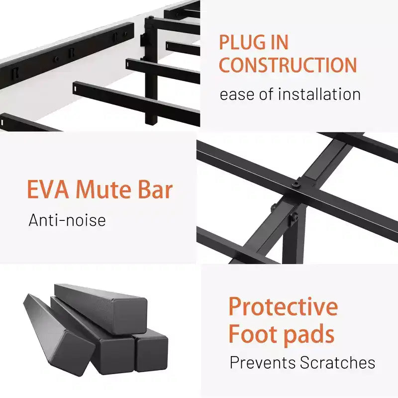 Platform Bed Frame with Integrated Charging Station & Storage Headboard, LED Light, Antique White.