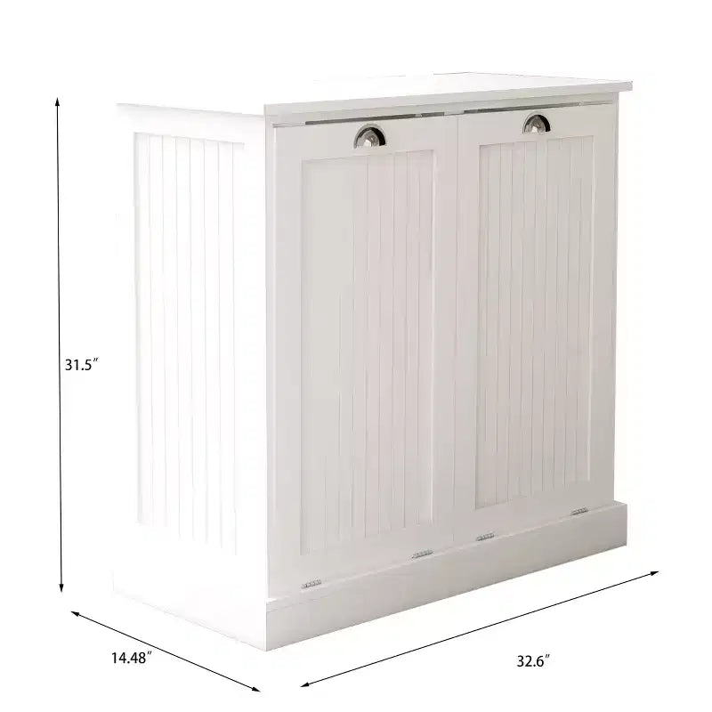 Two-Compartment Tilt-Out Laundry Sorter Cabinet with Hidden Storage