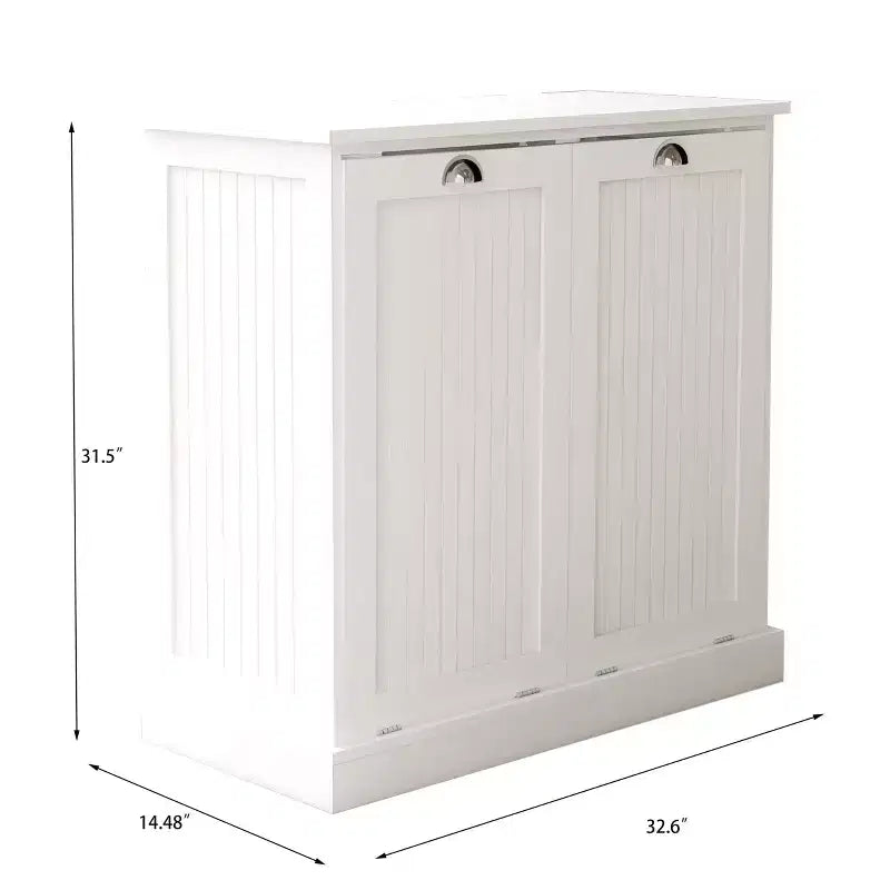 Two-Compartment Tilt-Out Laundry Sorter Cabinet with Hidden Storage