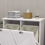 Meuble de tri de linge à bascule à deux compartiments avec rangement dissimulé