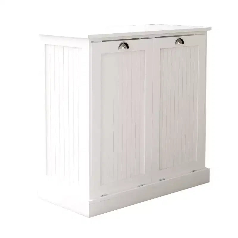 Two-Compartment Tilt-Out Laundry Sorter Cabinet with Hidden Storage