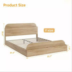 Cadre de lit Queen Size, lits en bois avec tête de lit de rangement et pied de lit surélevé, lit plateforme basse jumeau pour chambre à coucher, sommier tapissier non requis