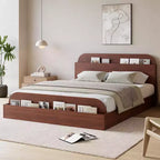 Cadre de lit Queen Size, lits en bois avec tête de lit de rangement et pied de lit surélevé, lit plateforme basse jumeau pour chambre à coucher, sommier tapissier non requis