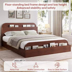 Cadre de lit Queen Size, lits en bois avec tête de lit de rangement et pied de lit surélevé, lit plateforme basse jumeau pour chambre à coucher, sommier tapissier non requis