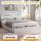 Cadre de lit Queen Size, lits en bois avec tête de lit de rangement et pied de lit surélevé, lit plateforme basse jumeau pour chambre à coucher, sommier tapissier non requis