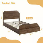 Cadre de lit Queen Size, lits en bois avec tête de lit de rangement et pied de lit surélevé, lit plateforme basse jumeau pour chambre à coucher, sommier tapissier non requis