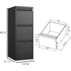 Classeur 3/4 tiroirs, Classeurs verticaux robustes avec serrure, Armoire de rangement en métal pour bureau et maison, Assemblage requis