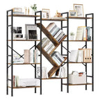 5-Tier Rustic Wooden Bookshelf C A-Black + Retro Finish C Wide Display Shelf for Bedroom/Living Room/Office (1-Pack)