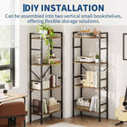 Étagère en bois rustique à 5 niveaux C A-Noir + finition rétro C Grande étagère de présentation pour chambre/salon/bureau (1 paquet)
