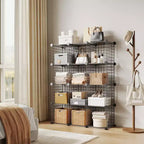 Wire Cube Storage 12-Cube Modular Closet Organizer Shelf Unit for Bedroom Office, Gray