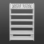 Wood-plastic Board Six Tiers Carved Shoe Rack White B
