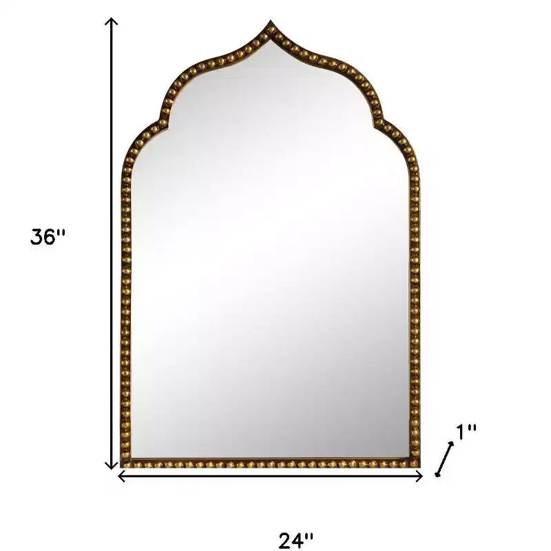36 Gold Metal Beaded Arch Framed Accent Mirror