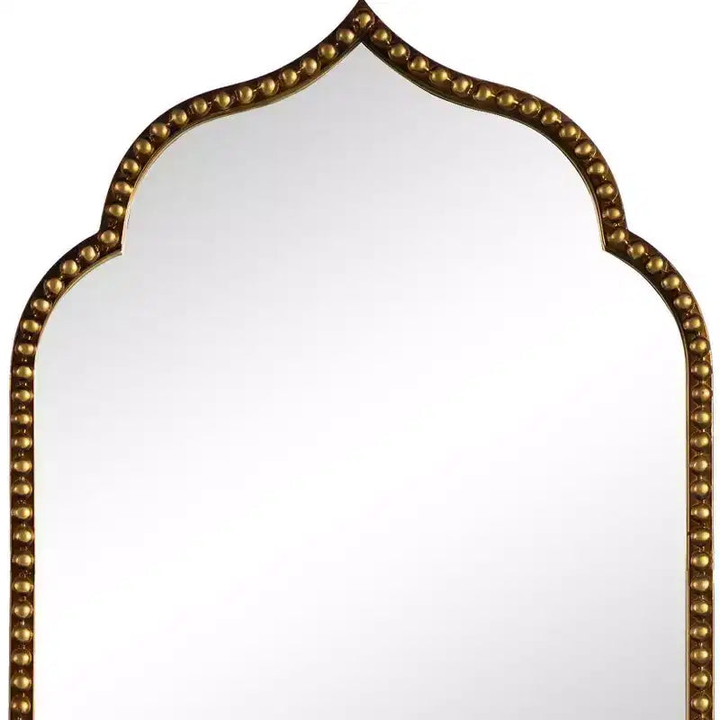 36 Gold Metal Beaded Arch Framed Accent Mirror