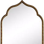 Miroir décoratif encadré en arc perlé en métal doré de 36 po