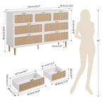 Commode 7 tiroirs en rotin pour chambre à coucher, commode haute avec tiroirs profonds, grande commode pour placard avec plateau large, commode en bois pour salon