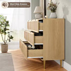 Commode 7 tiroirs en rotin pour chambre à coucher, commode haute avec tiroirs profonds, grande commode pour placard avec plateau large, commode en bois pour salon