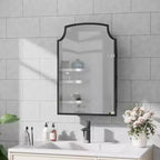 Meuble de salle de bain 49.5 x 75.2 cm, cadre doré légèrement arqué en fer forgé avec miroir, armoire de toilette murale