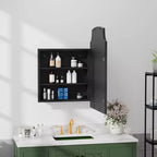 Meuble de salle de bain 49.5 x 75.2 cm, cadre doré légèrement arqué en fer forgé avec miroir, armoire de toilette murale
