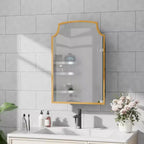 Meuble de salle de bain 49.5 x 75.2 cm, cadre doré légèrement arqué en fer forgé avec miroir, armoire de toilette murale