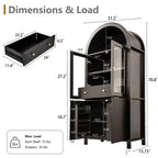 Grand buffet haut cintré cannelé de 180 cm avec étagères réglables, meuble de rangement élégant avec tiroir caché et porte vitrée
