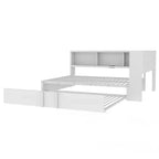 Lit de repos en métal grand format avec lit gigogne, 5 armoires de rangement, blanc