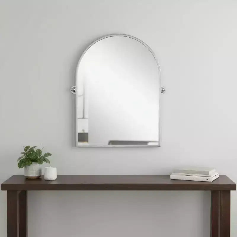 36 Silver Metal Arch Tilting Framed Accent Mirror