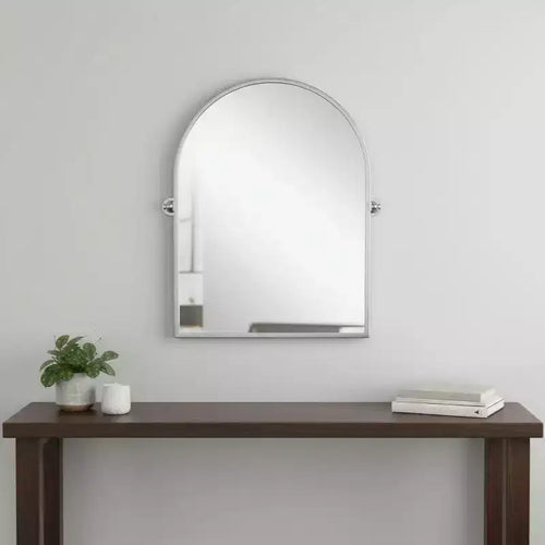 36 Silver Metal Arch Tilting Framed Accent Mirror