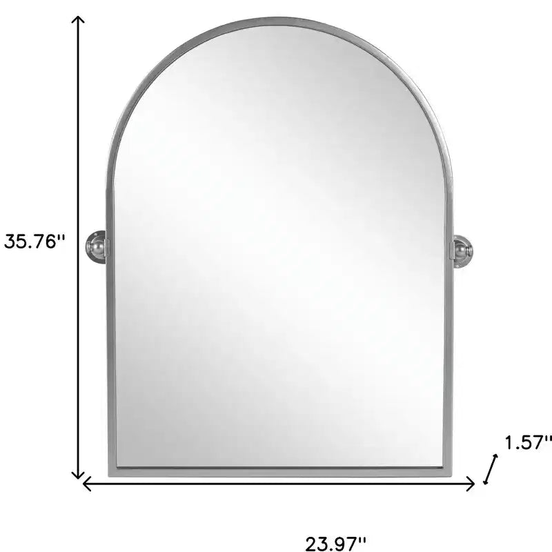 36 Silver Metal Arch Tilting Framed Accent Mirror