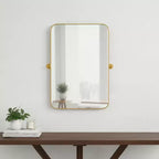 Miroir d'appoint à cadre inclinable en fer doré 32 po
