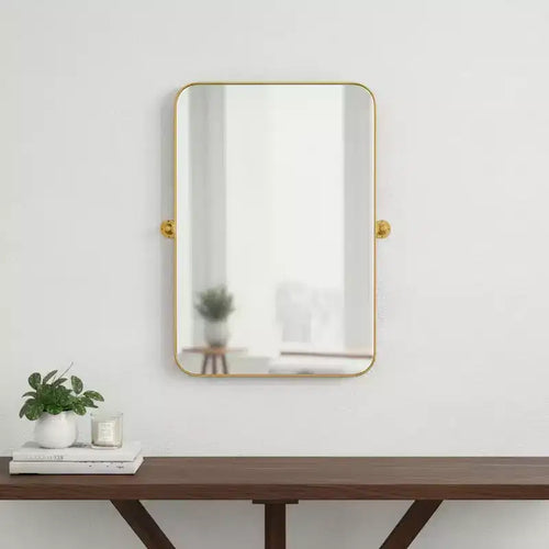 32 Gold Iron Tilting Framed Accent Mirror