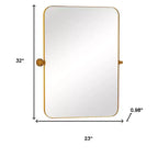 Miroir d'appoint à cadre inclinable en fer doré 32 po