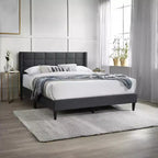 GDFStudio Lucas Modern Velvet Upholstered Platform Bed with Headboard