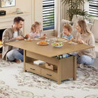 Table basse, table basse relevable convertible 4 en 1 avec rangement pour salon - 40 tables basses de rangement avec 2 tiroirs