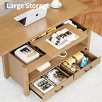 Table basse, table basse relevable convertible 4 en 1 avec rangement pour salon - 40 tables basses de rangement avec 2 tiroirs