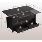 Table basse, table basse relevable convertible 4 en 1 avec rangement pour salon - 40 tables basses de rangement avec 2 tiroirs