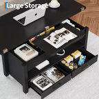 Table basse, table basse relevable convertible 4 en 1 avec rangement pour salon - 40 tables basses de rangement avec 2 tiroirs