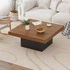 Square Coffee Table, 16-Color LED Living Room Tables, Modern Coffee Tables, Cocktail Table for Home Office, Apartment, Reading Room, Easy Assembly
