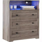 31.5 Wide 3-Drawer Dresser, with Open Storage Shelf for Living Room, Antique Light