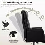 Fauteuil de bureau de direction grand dossier, chaise de bureau en cuir PU grande taille avec hauteur réglable, accoudoirs rembourrés et repose-pieds