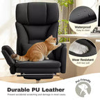 Fauteuil de bureau de direction grand dossier, chaise de bureau en cuir PU grande taille avec hauteur réglable, accoudoirs rembourrés et repose-pieds