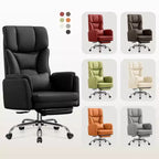 Fauteuil de bureau de direction grand dossier, chaise de bureau en cuir PU grande taille avec hauteur réglable, accoudoirs rembourrés et repose-pieds