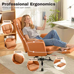 Fauteuil de bureau de direction grand dossier, chaise de bureau en cuir PU grande taille avec hauteur réglable, accoudoirs rembourrés et repose-pieds