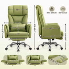 Fauteuil de bureau de direction grand dossier, chaise de bureau en cuir PU grande taille avec hauteur réglable, accoudoirs rembourrés et repose-pieds