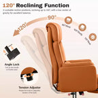 Fauteuil de bureau de direction grand dossier, chaise de bureau en cuir PU grande taille avec hauteur réglable, accoudoirs rembourrés et repose-pieds