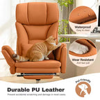 Fauteuil de bureau de direction grand dossier, chaise de bureau en cuir PU grande taille avec hauteur réglable, accoudoirs rembourrés et repose-pieds