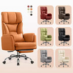 Fauteuil de bureau de direction grand dossier, chaise de bureau en cuir PU grande taille avec hauteur réglable, accoudoirs rembourrés et repose-pieds