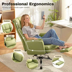 Fauteuil de bureau de direction grand dossier, chaise de bureau en cuir PU grande taille avec hauteur réglable, accoudoirs rembourrés et repose-pieds