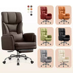 Fauteuil de bureau de direction grand dossier, chaise de bureau en cuir PU grande taille avec hauteur réglable, accoudoirs rembourrés et repose-pieds