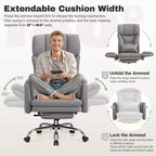 Fauteuil de bureau de direction grand dossier, chaise de bureau en cuir PU grande taille avec hauteur réglable, accoudoirs rembourrés et repose-pieds
